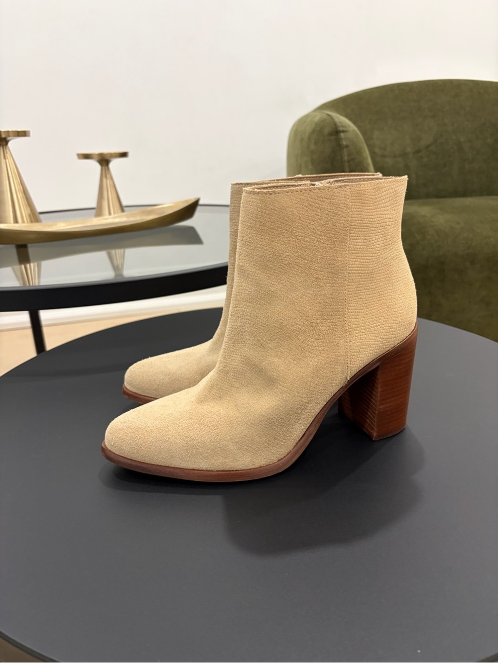 Vince Camuto Sand Suede Block Heel Ankle Booties